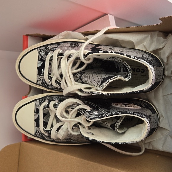 New Converse Chuck 70 Hi Tops Womens Size 5.5 Shoes Floral Silver-Black - Picture 2 of 10